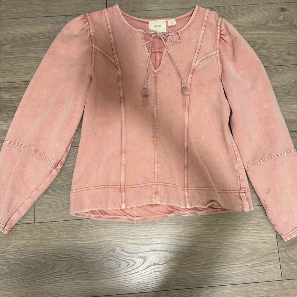 Anthropologie pink washed long sleeve sweater